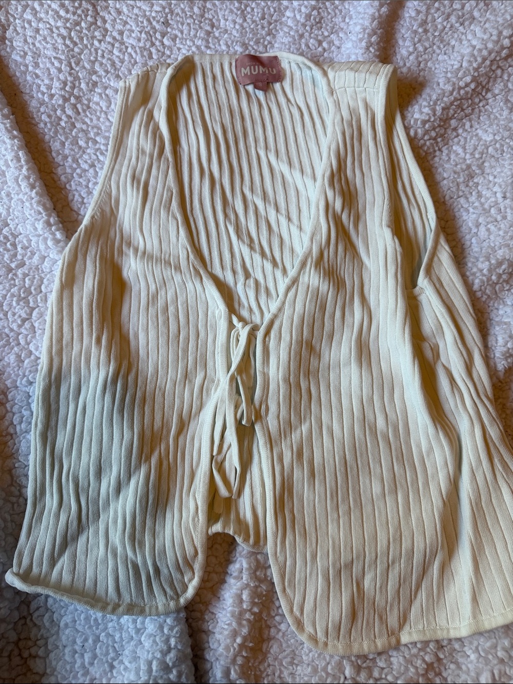 Show Me Your MuMu Cream Ribbed Tie-Front Camisole